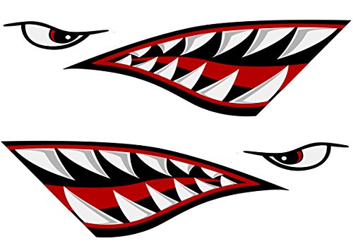 Alemon Shark Teeth Mouth Reflective Decals Graphics Sticker Fishing Boat Canoe Car Truck Kayak Decals Accessories