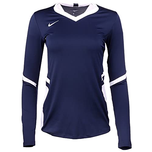 Nike Women’s Long Sleeve Hyperace Jersey, Navy/White, Medium