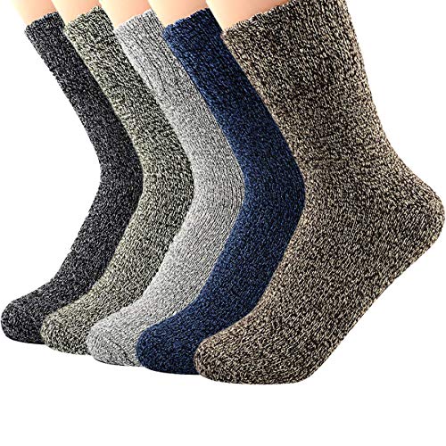 Zando Athletic Sports Knit Pattern Womens Winter Socks Crew Cut Cashmere Retro Thick Warm Soft Wool Socks 5 Pack – Vintage Mixed Shoe Size 6-11