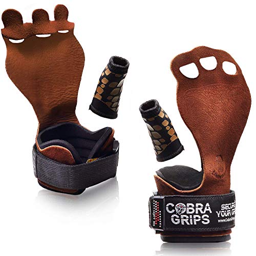 Cross Training Grips Best Gymnastics Grips Keep Your Hands Free from Blisters & Callouses Pullups Weight Lifting Chin Ups (Medium 4.25″-5.0″, Brown Nubuck Leather)