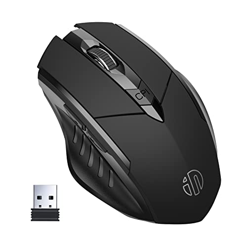 INPHIC Wireless Mouse 700mAh Large Ergonomic Rechargeable 2.4G Optical PC Laptop Cordless Mice with USB Nano Receiver, for Windows Computer Office, Black