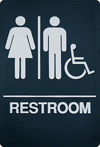 CORKO MANUFACTURING Signs Unisex Braille Restroom Sign – Bathroom Sign with Double Sided 3M Tape