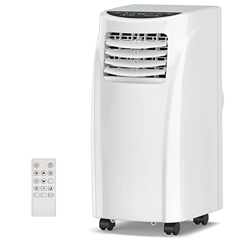 COSTWAY Portable Air Conditioners, 8000 BTU Air Conditioner Unit spaces up to 230 Sq.Ft with Remote Control Dehumidifier Function Window Wall Mount, 4 Caster Wheel, Sleep Mode and 2 Fan Speed