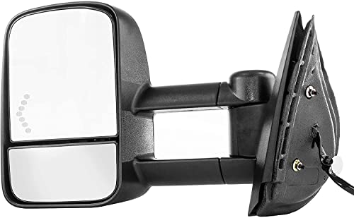 Left Driver Side Towing Mirror for 2007-2013 Chevy Silverado 1500 Textured Telescopic Folding Heated Left Door Mirror with Signal Light – GM1320354