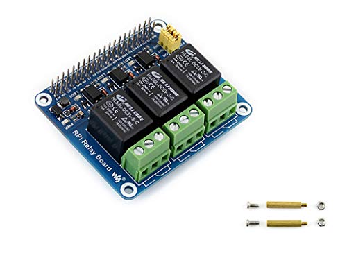 waveshare Raspberry Pi Power Relay Board Expansion Board Module Three Channel(3-ch) for Raspberry Pi A+/B+/2B/3B/3B+/4B Loads up to 250VAC/5A,30VDC/5A