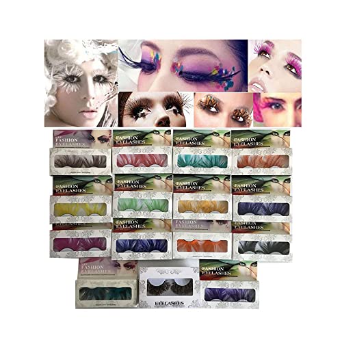 Lookathot 13 Pairs Feather False Eyelashes Eye Lashes- Natural Handmade Reusable Extensional Charming Sexy Funny Ladies Styles- Deluxe Party Stage Dance Costume