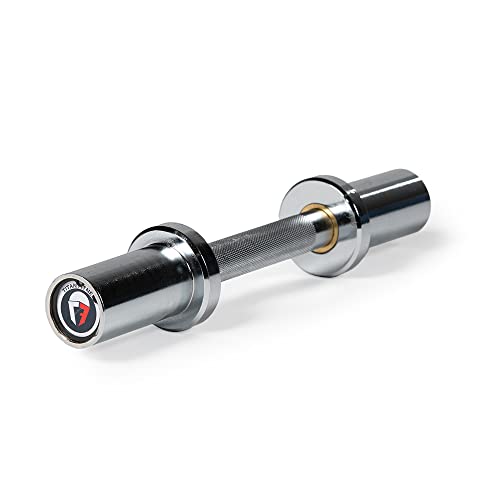 Titan Fitness Single 15in Loadable Olympic Dumbbell Bar, 400 LB Capacity, Knurled Handle for Home Gym Strength Training