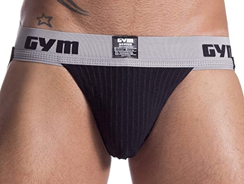Men’s Gym Workout Jockstrap with 2″ Waistband (Black, Medium, 1-Pack)