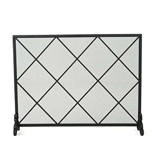 Christopher Knight Home Howell Single Panel Iron Fireplace Screen, Black