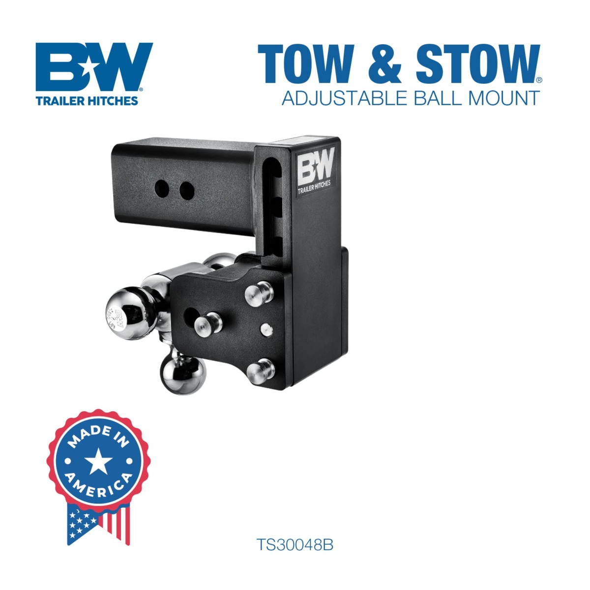 B&W Trailer Hitches Tow & Stow Adjustable Trailer Hitch Ball Mount – Fits 3″ Receiver, Tri-Ball (1-7/8″ x 2″ x 2-5/16″), 4.5″ Drop, 21,000 GTW – TS30048B | The Storepaperoomates Retail Market - Fast Affordable Shopping