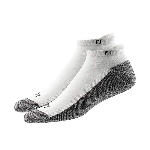 FootJoy Men’s ProDry Roll Tab 2-Pack Socks, White, Fits Shoe Size 7-12