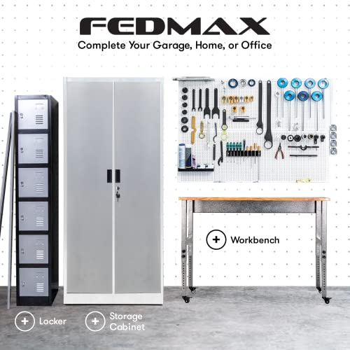 Fedmax Metal Garage Storage Cabinet – 71-inch Tall Large Steel Utility Locker with Adjustable Shelves & Locking Doors – Garage Cabinets for Tool Storage and Ammo Locker – Grey & Silver | The Storepaperoomates Retail Market - Fast Affordable Shopping