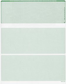 2500 Blank Security Check Paper Checks on Top (Green Classic)