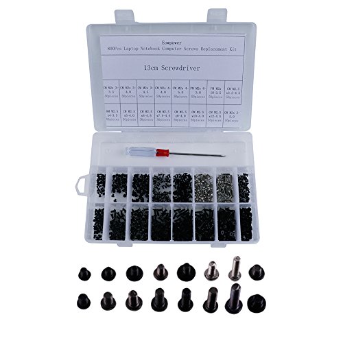 Eowpower 800Pcs Laptop Notebook Computer Screws Replacement Kit for PC HP IBM Dell Sony Acer Asus Lenovo Toshiba Gateway Samsung