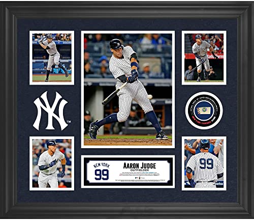 Aaron Judge New York Yankees Framed 20″ x 24″ 5-Photo Collage with a Piece of Game-Used Baseball – MLB Player Plaques and Collages