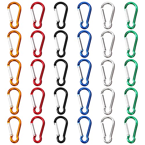 SAMLOO 30pcs Mini Aluminum Carabiner Spring Clip 2″ Snap Hook Keychain for Outdoor Camping Hiking Fishing Traveling Backpack Bottle