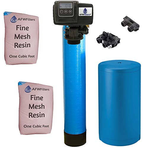 AFWFilters IRONPRO2 Pro 2 Combination Water Softener Iron Filter Fleck 5600SXT Digital metered Valve for Whole House (64,000 Grains, Blue), 64, 000