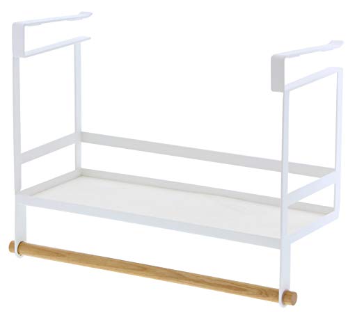 Yamazaki Home Undershelf Shelf Spice Rack-Kitchen Storage, Cabinet Organizer | Plastic + Wood, One Size, White