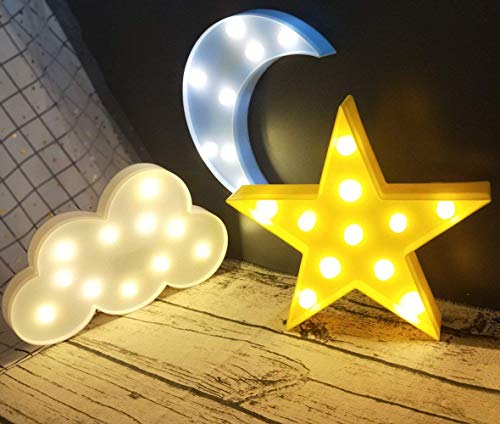 Decorative LED Crescent Moon Star Cloud Night Lights for Kids and Adults,Baby Nursery,Birthday Party,Kid’s Room Decor