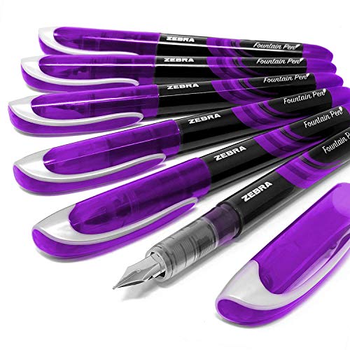 Zebra Fuente – Disposable Fountain Pen – Purple Ink – Pack of 6