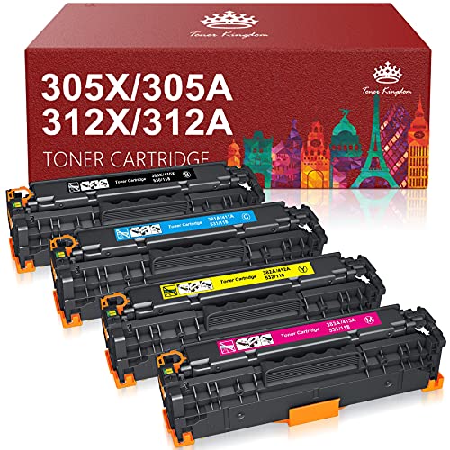 Toner Kingdom Remanufactured Toner Cartridge Replacement for HP 305 305A 305X 312 312A 312X for HP LaserJet Pro 400 300 Color MFP M451dn M451nw M475dn M476nw M476dw M351A M375nw toner Printer (4 Pack)