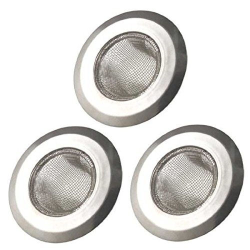 Arology 3 PCS Kitchen Sink Strainer – Stainless Steel Mesh, Large Wide Rim 4.5″ Diameter, Rust-Free, Prevent Clogging, Perfect for Garbage Disposals