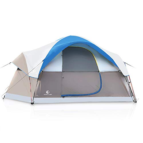 ALPHA CAMP Dome Family Tent Camping Tent 6 Person – Blue 14′ x 10′