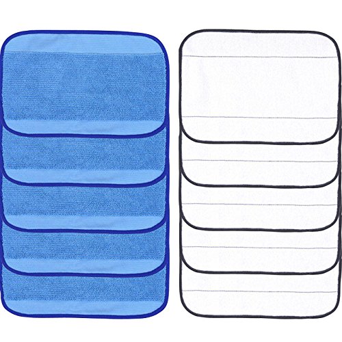Microfiber Replacement Mopping Cloths Mop Pads Compatible with iRobot Braava 380 380t 320 321 Mint 4200 4205 5200 5200C Robotic Vacuum Cleaners (5 Wet & 5 Dry)