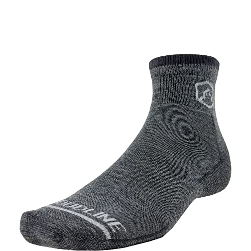 CloudLine Trail Running Socks – Quarter Crew Ultralight Merino Wool – Seamless, Moisture Wicking, & Breathable – X-Large Granite