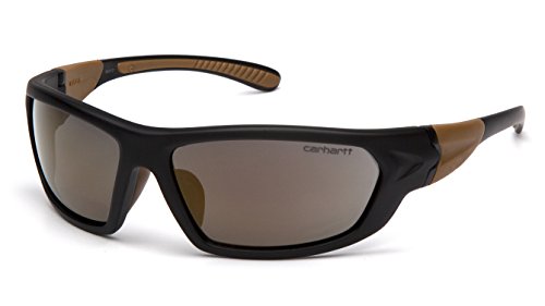 Carhartt CHB290D Carbondale SAFETY Glasses, Black/Tan Frame, Antique Mirror Lens