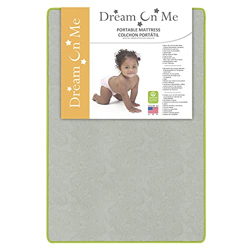 Dream On Me 2-in-1 Breathable Two-Sided 3″ Portable Crib Mattress | Waterproof Cover | Dual Sided | Fits Portable/Mini Cribs | Fiber Core | Promotes Airflow, 1 Count (Pack of 1)