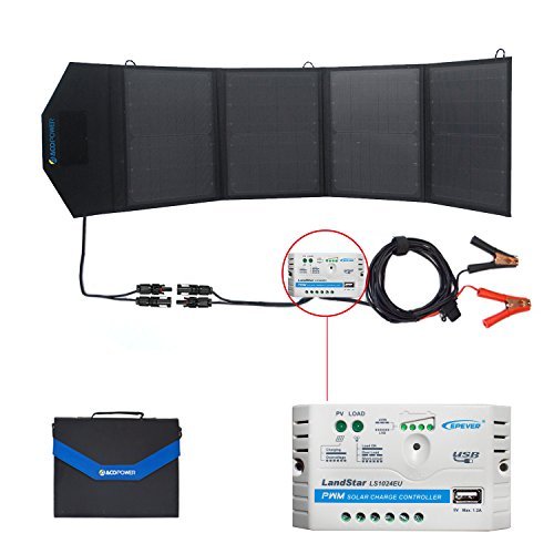 ACOPOWER 12v 50W Solar Charger Waterproof Foldable Camping Solar Panel Kit, 5A Charge Controller with USB Ports
