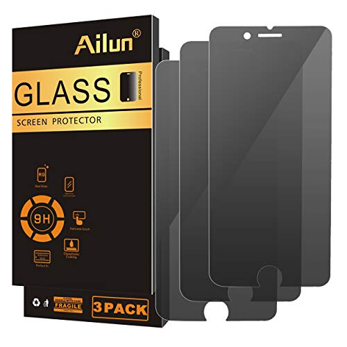 Ailun Privacy Screen Protector for iPhone 8 7 6 6s 3Pack Anti Spy Private Tempered Glass [Black]