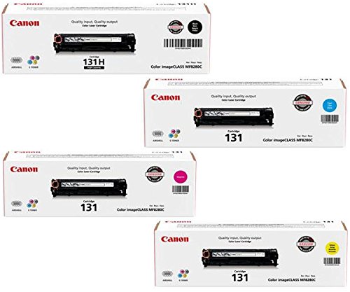 Genuine Canon CRG-131 Toner 4-Pack w/High Yield Black, Standard Yield Cyan, Magenta and Yellow