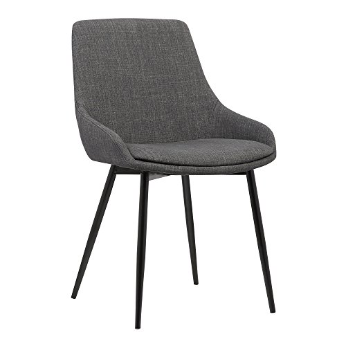 Armen Living Mia Contemporary Upholstered Chair with Metal Legs, Dining Height, Charcoal