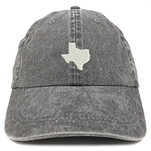Trendy Apparel Shop Texas State Map Embroidered Washed Cotton Adjustable Cap – Black