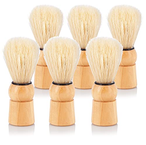 JUVITUS Shaving Brush – Boar Bristles & Wooden Handle – 6 Pack