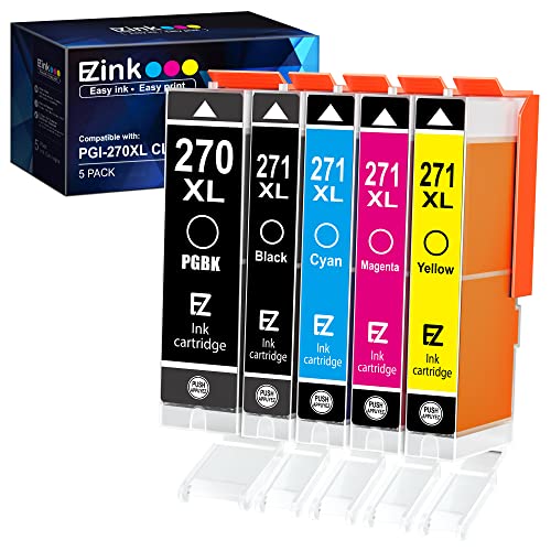 E-Z Ink (TM Compatible Ink Cartridge Replacement for Canon PGI-270XL CLI-271XL PGI 270 XL CLI 271 XL to use with MG6820 MG5720 MG7720 (1 Large Black,1 Small Black,1 Cyan,1 Magenta,1 Yellow) 5 Pack