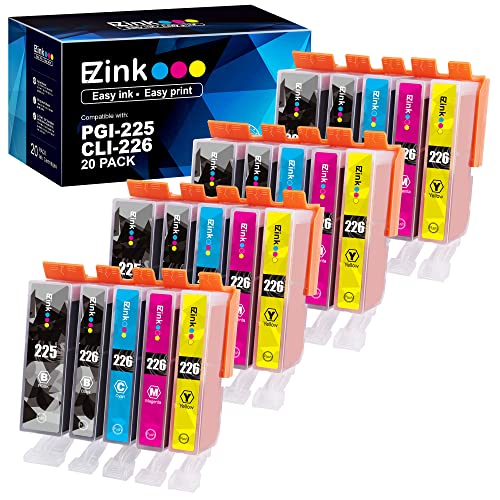 E-Z Ink (TM) Compatible Ink Cartridge Replacement for Canon PGI-225 CLI-226 PGI225 CLI226 to use with MG6220 MG6120 MG5320 MX882 MX892 (4 Large Black, 4 Cyan, 4 Magenta, 4 Yellow, 4 Small Black)20Pack