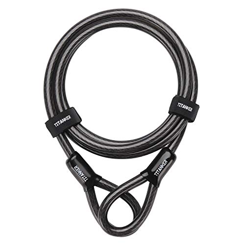 Titanker Bike Cable Lock, 12mm Thick Heavy Duty Security Vinyl Coated Flexible Steel Cable with Loop End (4FT)