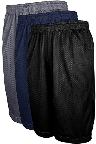 OLLIE ARNES Men’s Basketball Shorts – Pack of 3 Mesh Athletic Shorts, Big and Tall Gym Workout Shorts with Pockets(S-6X) SET3_BLK_DKGREY_NAV 5XLarge