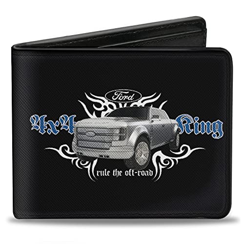 Buckle-Down PU Bifold Wallet – FORD 4×4 TRUCKING-RULE THE OFF-ROAD Black/White/Blue/Grays