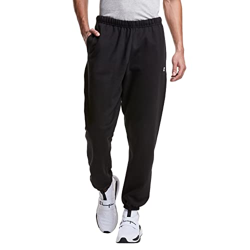 Champion Reverse Weave Fleece Joggers, Men’s Cotton Sweatpants, 30″, Black C Logo, Large