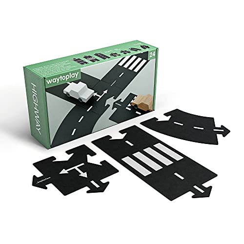 Waytoplay’s Highway – Flexible Toy Road Set, 24 Pieces. The Original Since 2003. Made in Europe.