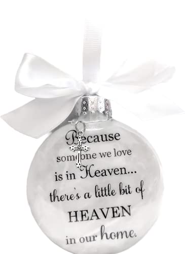 Memorial Christmas Ornament Because Someone We Love is in Heaven Sympathy Gift with Charm