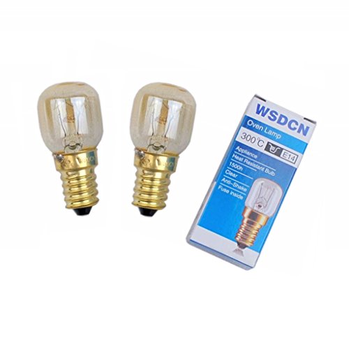 2 Pack, Fulfilled by Amazon, WSDCN E14 T25 25W 120V 120 Volt 125V 110V~130V Oven Light Bulb Heat Resistant Bulb 300’C