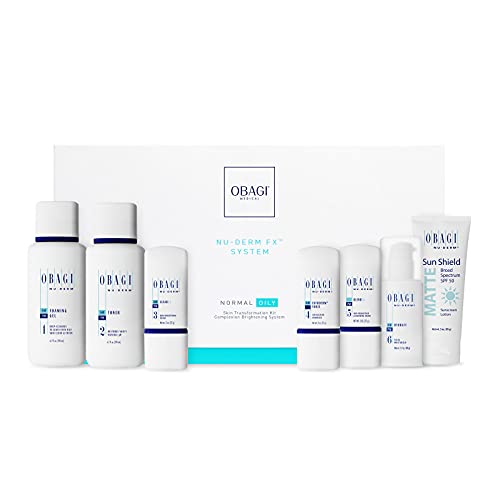 Obagi Medical Nu-Derm Fx System Normal to Oily Bundle – Includes: Foaming Gel, Toner, Clear, Exfoderm Forte, Blend. Hydrate and Sun Shield.