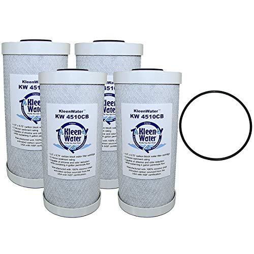KleenWater KW4510CB Carbon Block Replacement Water Filter Cartridges, Set of 4, KleenWater PWFRG357 Wide Body Housing Replacement O-Ring, Qty 1