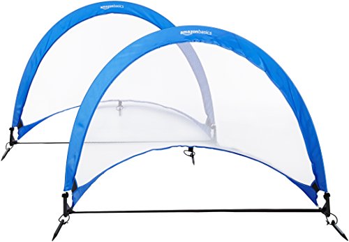 Amazon Basics Pop-Up Soccer Goal Net Set with Carrying Case – 4 Feet, Blue