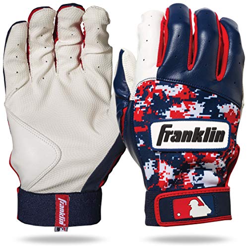 Franklin Sports MLB Digitek Baseball Batting Gloves – White/Navy/Red Digi – Adult X-Large